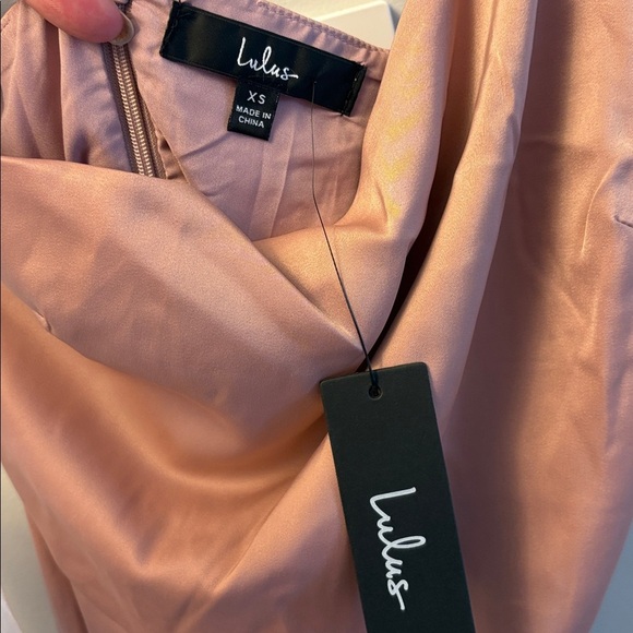 NWT Lulus Meant To Be Together Dusty Pink Satin One-Shoulder Mini Dress Sz XS - Picture 8 of 9